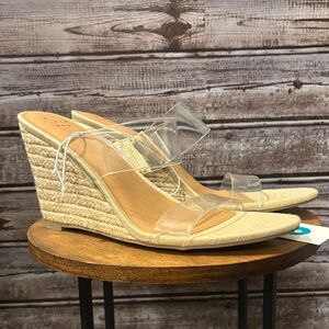 a new day Clear Strap Tan Wedges